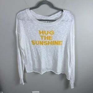 Stitchdrop Hug The Sunshine Graphic Light Knit Sweater Womens NWT Org $128 White